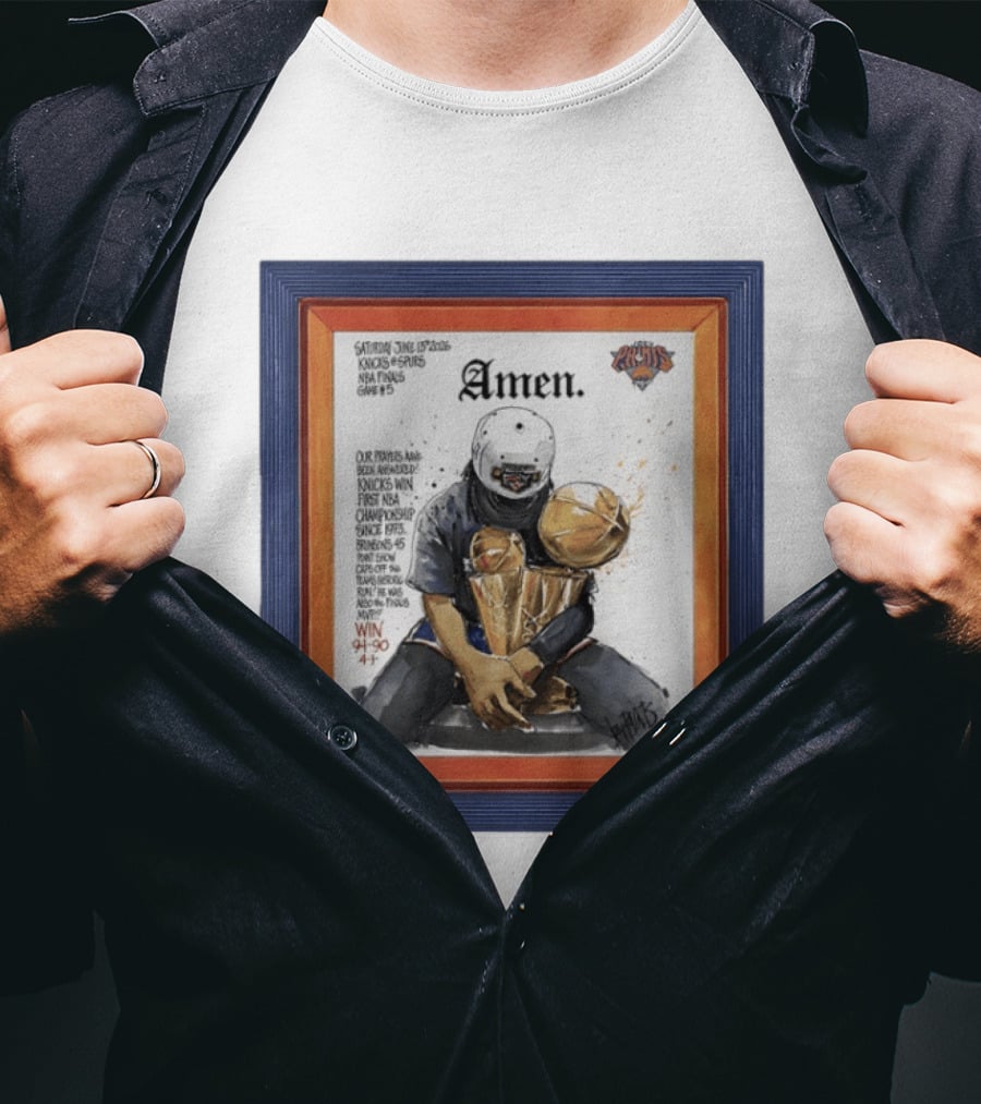 Saturday June 15 2026 Knicks Spurs NBA Finals Game 6 Amen Knicks Win First NBA Championship Since 1973 Win 4 90 47 T-Shirt