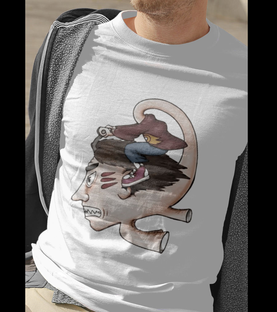 Man Riding His Own Head Retro Surreal Art Rider T-Shirt