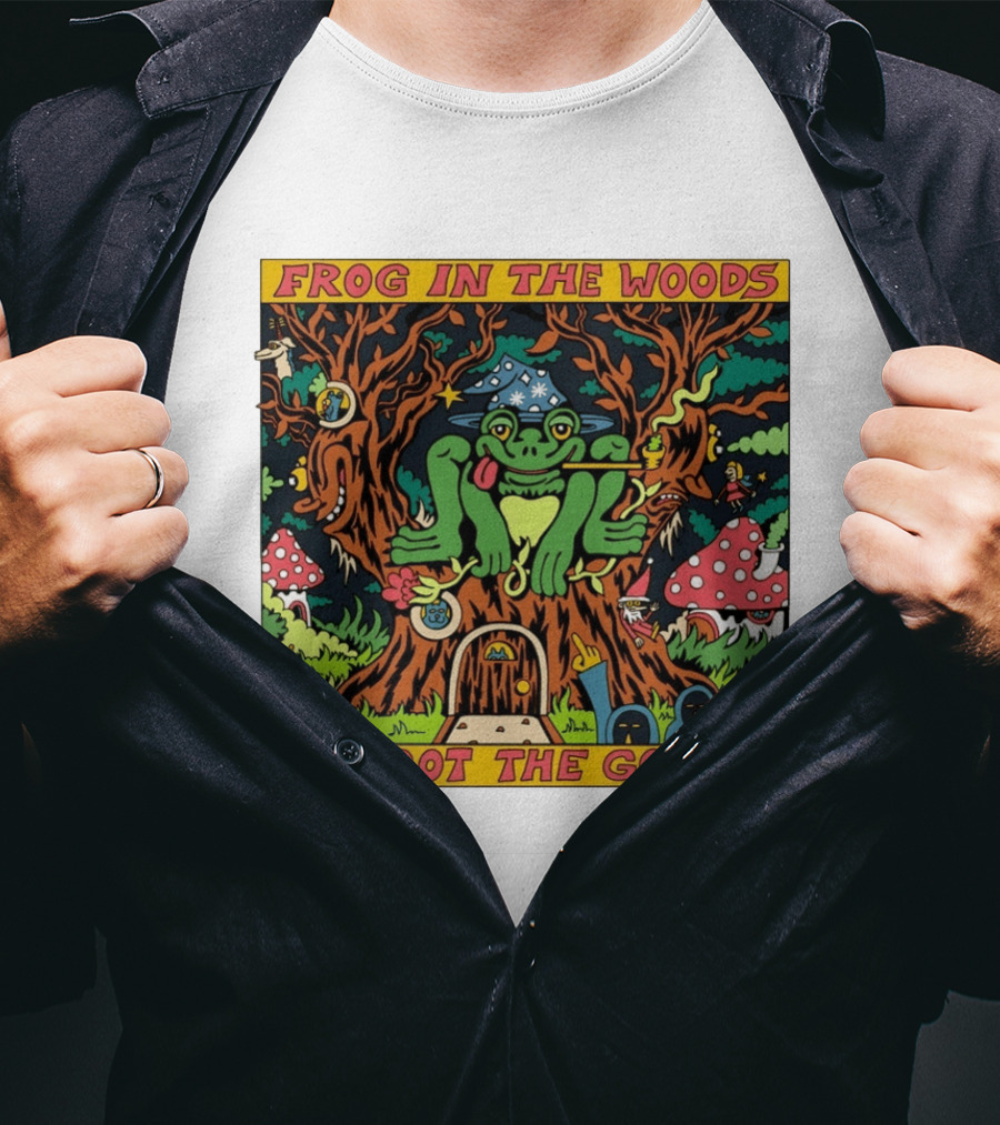 Frog In The Woods Has Got The Goods Killer Acid Psychedelic Forest Scene T-Shirt