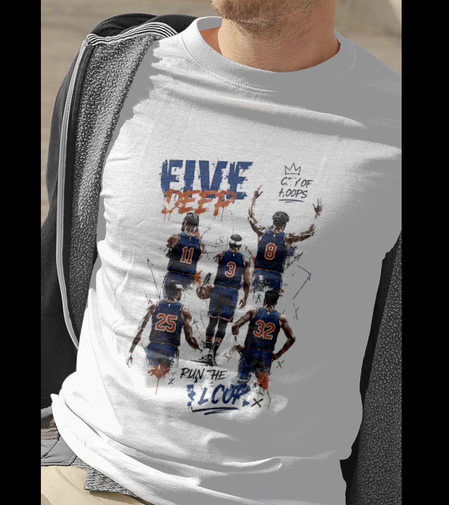 New York Knicks Five Deep City Of Hoops Run The Floor T-Shirt