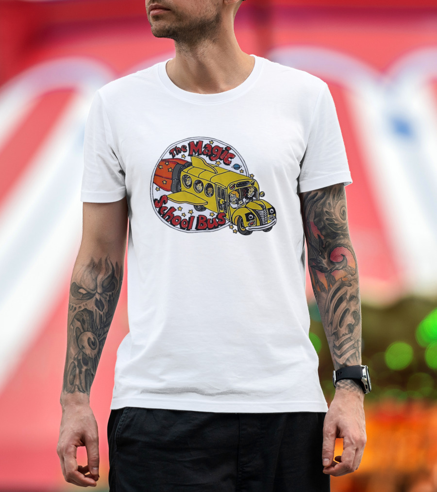 The Magic School Bus Ms Frizzle Arnold Class Characters Cartoon Rocket Bus T-Shirt