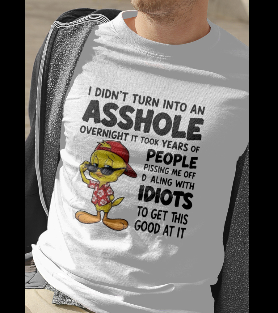 Tweety Bird I Didn't Turn Into An Asshole Overnight It Took Years Of People Pissing Me Off Dealing With Idiots T-Shirt