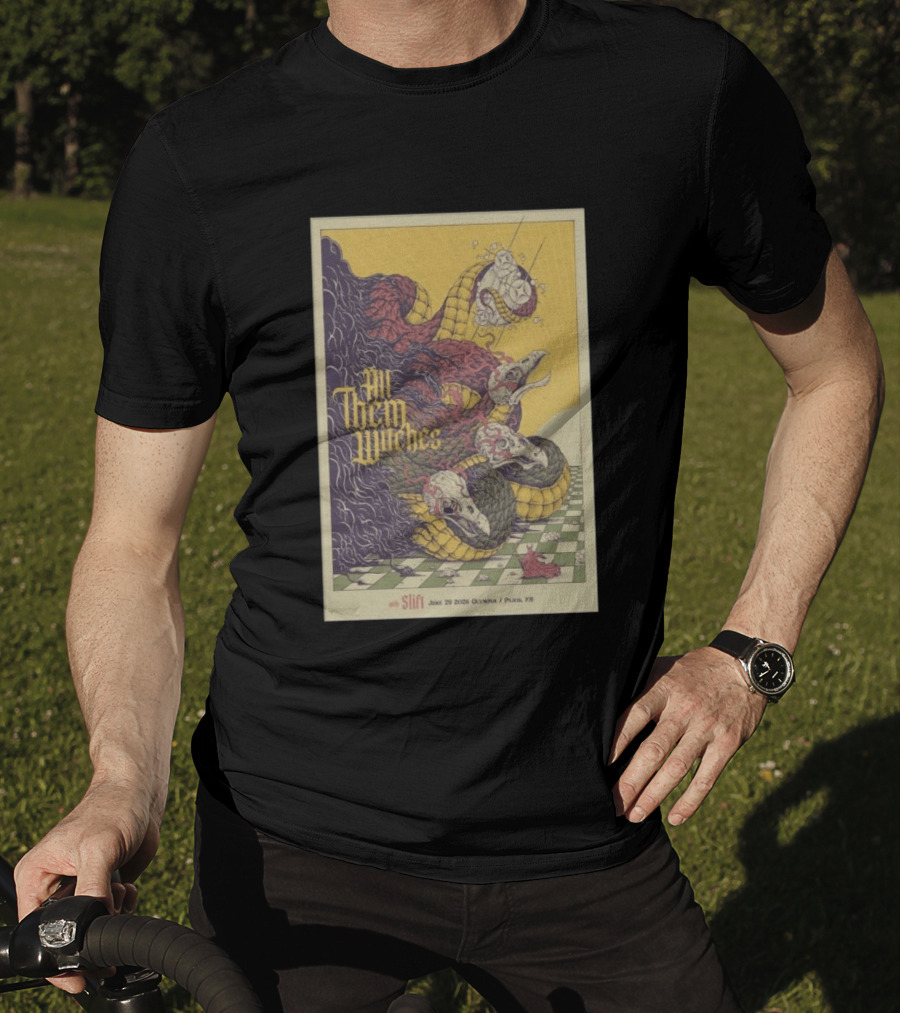 All Them Witches Slift June 29 2026 Olympia Paris FR Serpent Creature Checkerboard T-Shirt