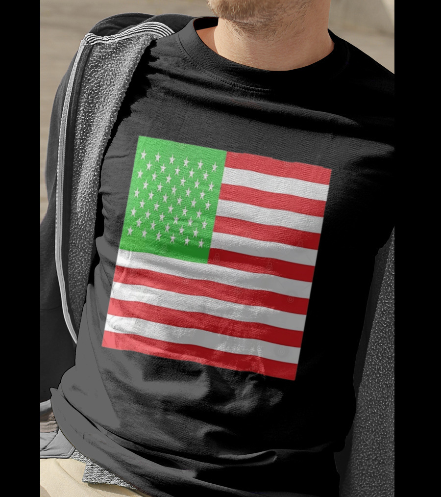 American Flag Green And Red Color Variant Stars And Stripes T-Shirt