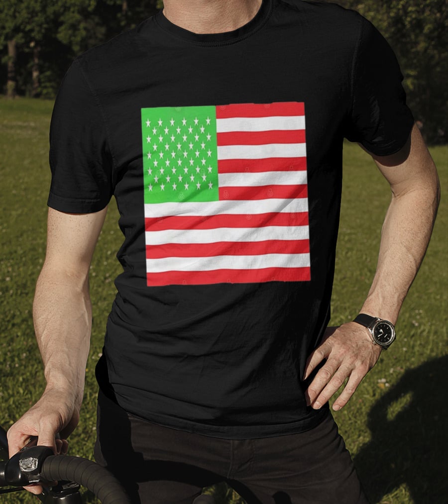 American Flag Green And Red Color Variant Stars And Stripes T-Shirt