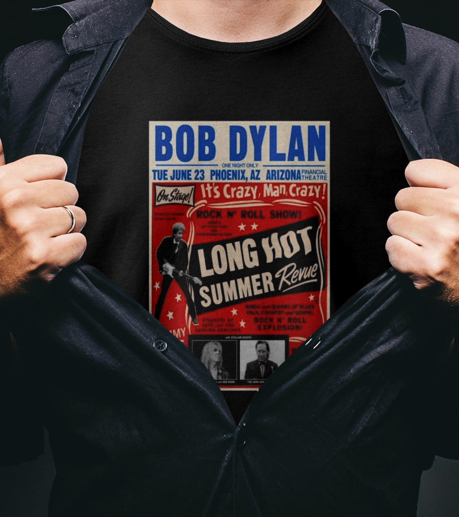 Bob Dylan Long Hot Summer Revue Phoenix Arizona Financial Theatre June 23 Arizona 2026 Tour T-Shirt