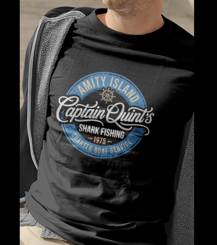 Amity Island Captain Quint's Shark Fishing Charter Boat Service 1975 T-Shirt