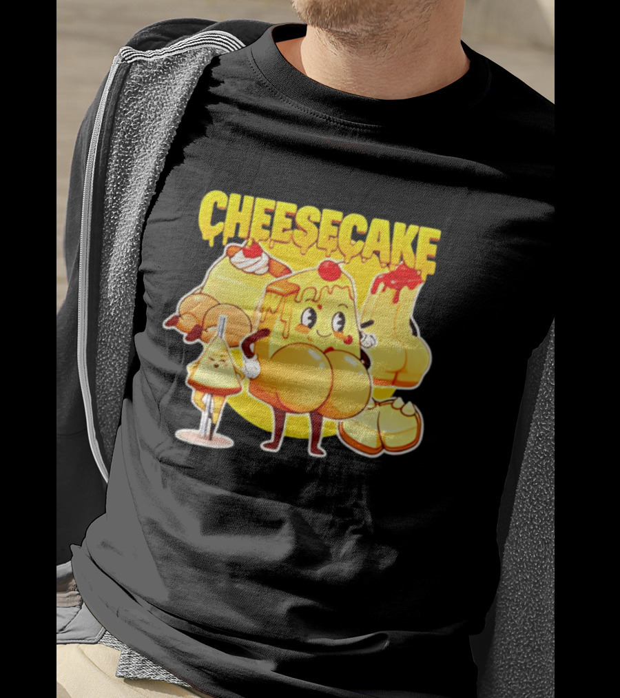 Cheesecake Delicious Cartoon Characters With Cherry And Whipped Cream T-Shirt