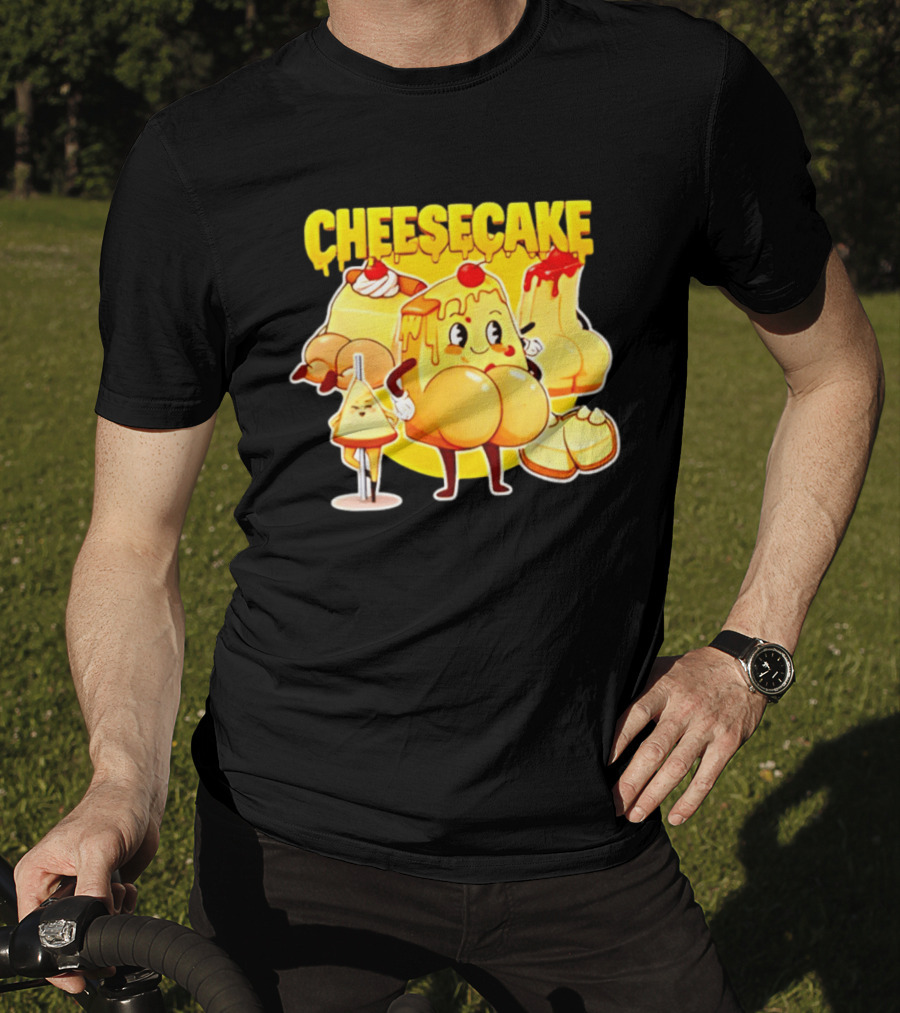 Cheesecake Delicious Cartoon Characters With Cherry And Whipped Cream T-Shirt
