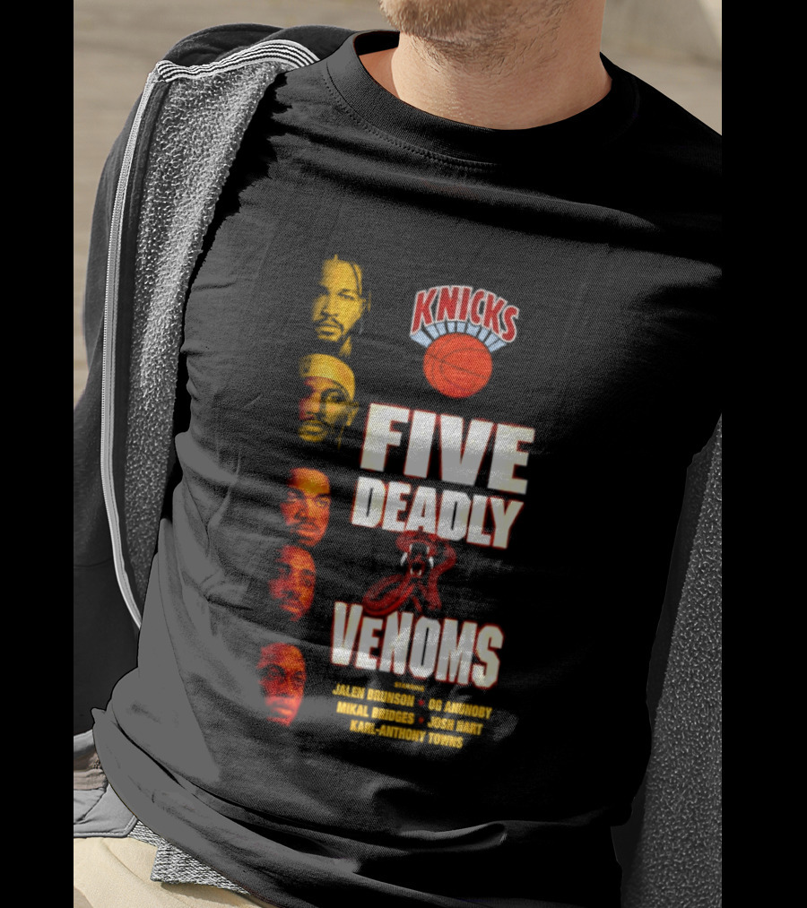 Knicks Five Deadly Venoms Jalen Brunson RJ Barrett Mitchell Robinson Josh Hart Karl Anthony Towns T-Shirt