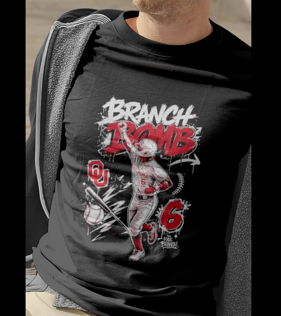 Branch Bomb Oklahoma Sooners 6 Baseball Graffiti T-Shirt