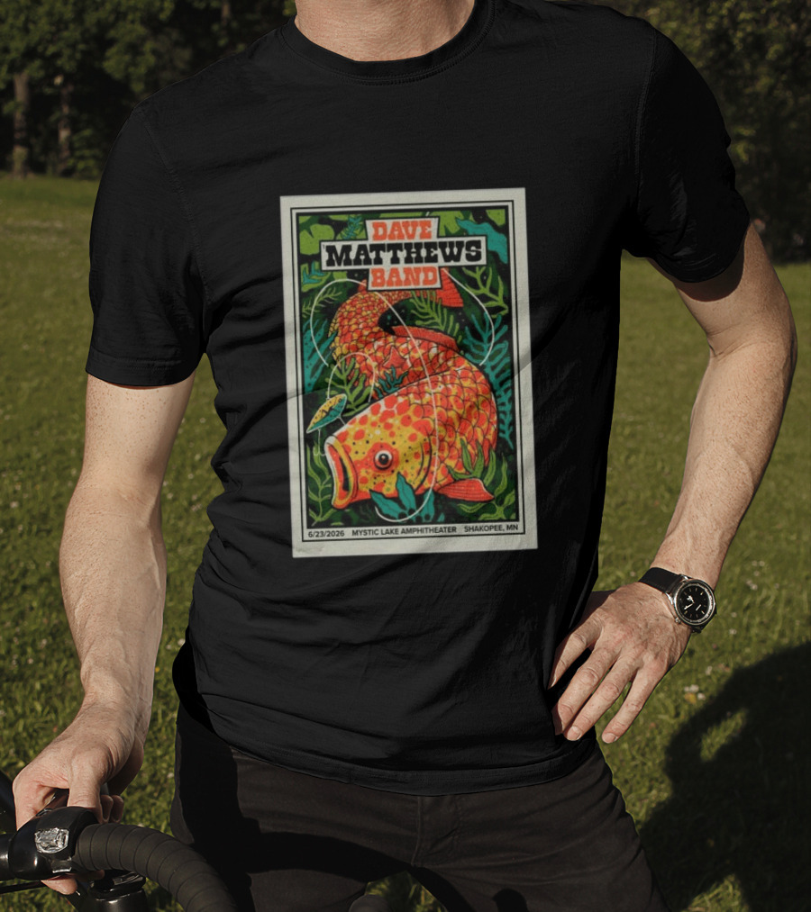 Dave Matthews Band Mystic Lake Amphitheater Shakopee MN June 23 2026 Fish And Leaf T-Shirt