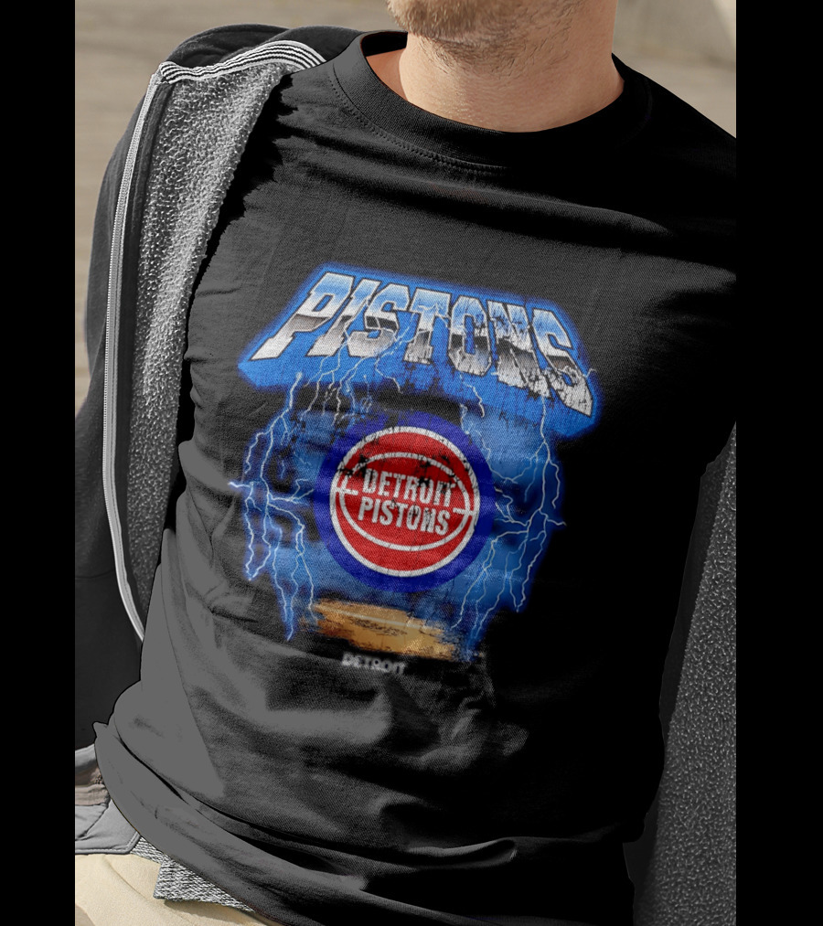 Detroit Pistons Lightning Effects Blue Electric Impact T-Shirt