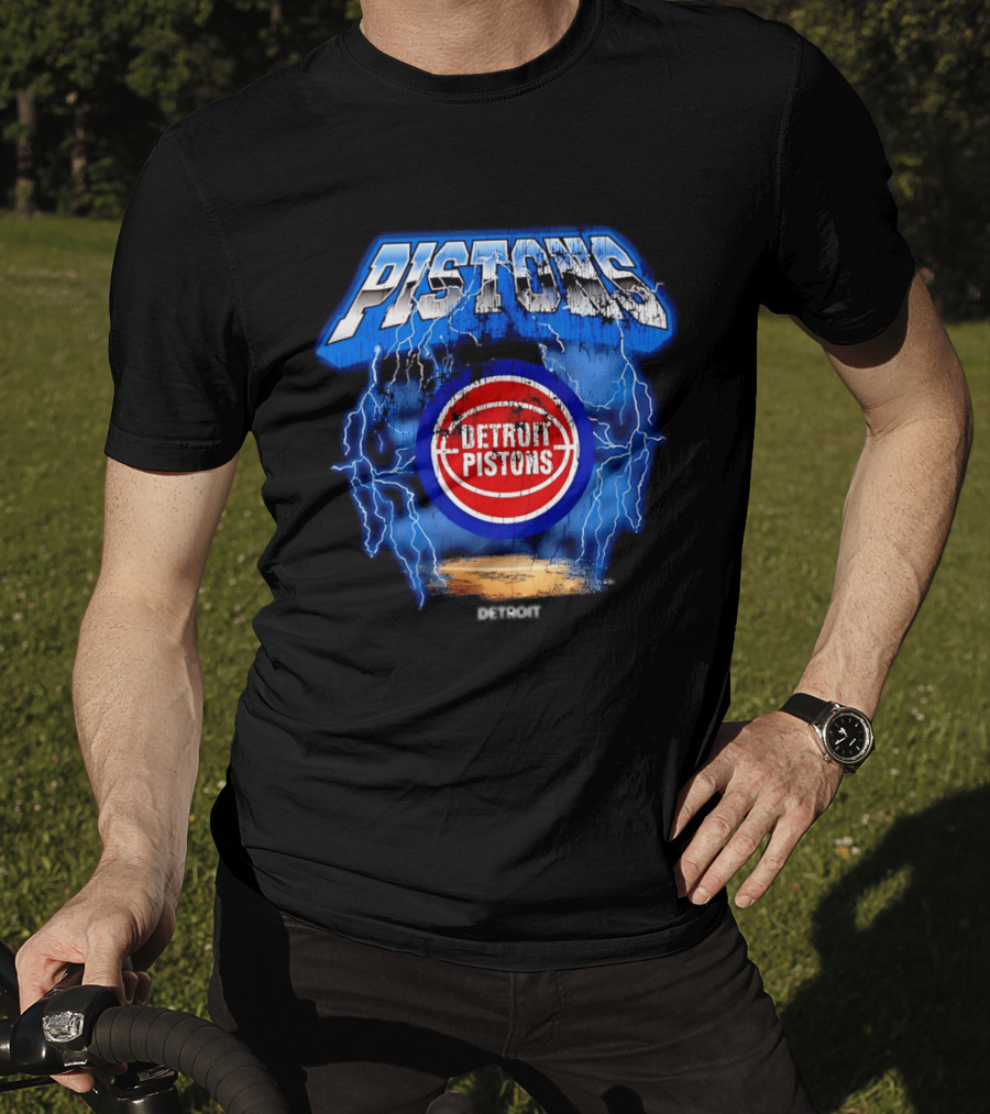 Detroit Pistons Lightning Effects Blue Electric Impact T-Shirt