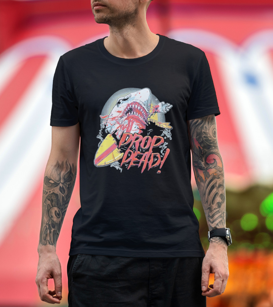 Drop Dead Shark Attack Surfboard T-Shirt