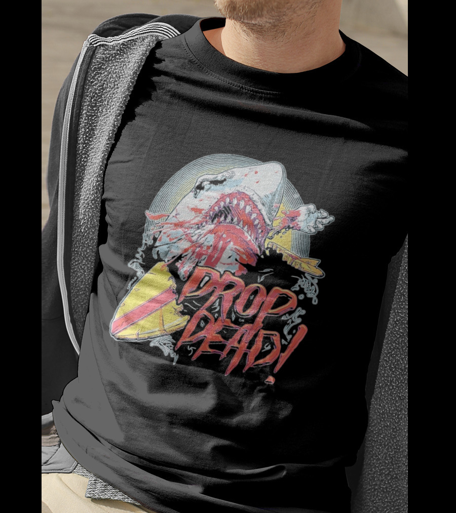 Drop Dead Shark Attack Surfboard T-Shirt