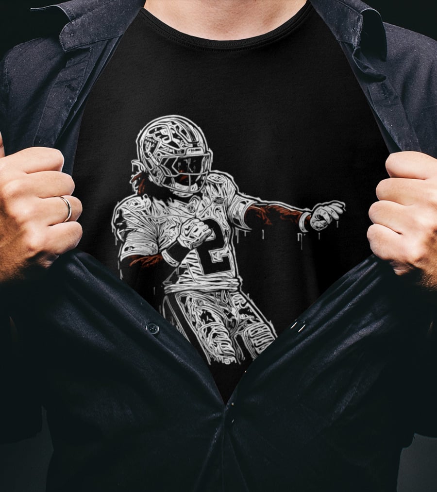 Gardner Minshew Las Vegas Raiders Drip 2 Football Player In Action T-Shirt