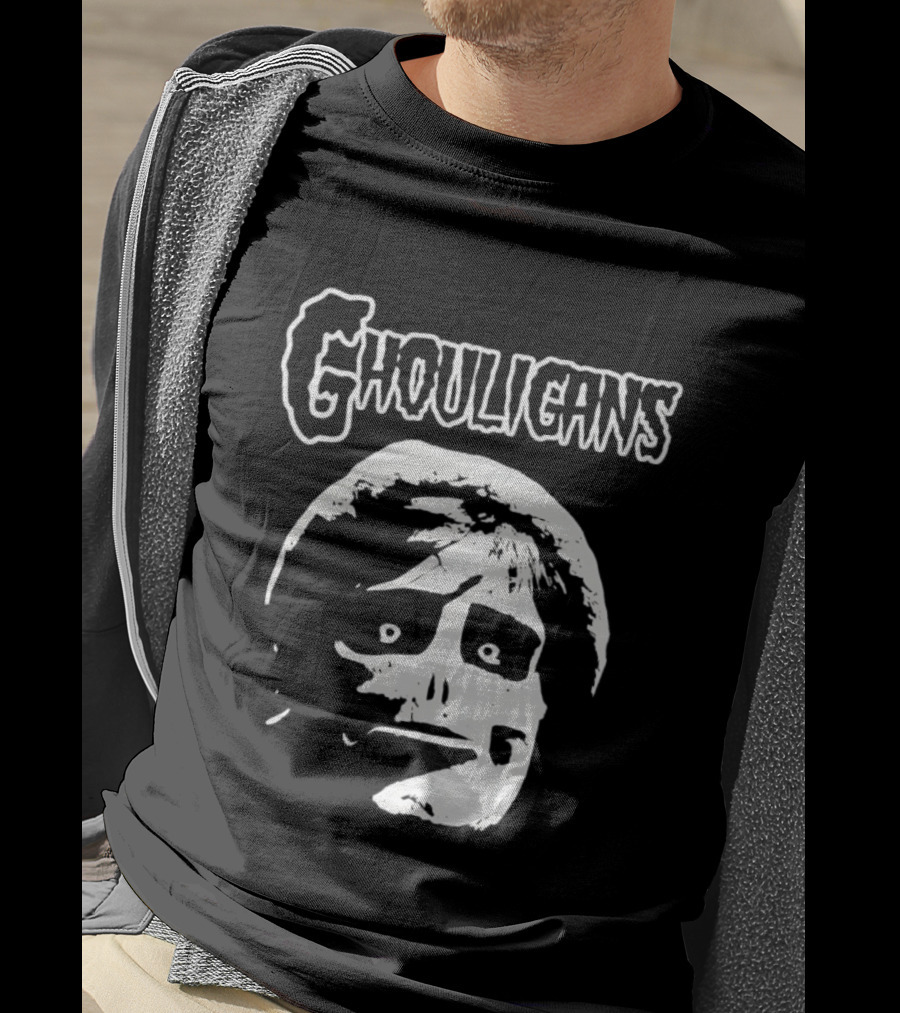 Ghouligans Classic Horror Punk Skull Face White T-Shirt