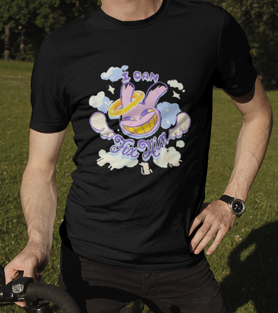I Can Fix Him Creepy Purple Rabbit Halo Wings T-Shirt