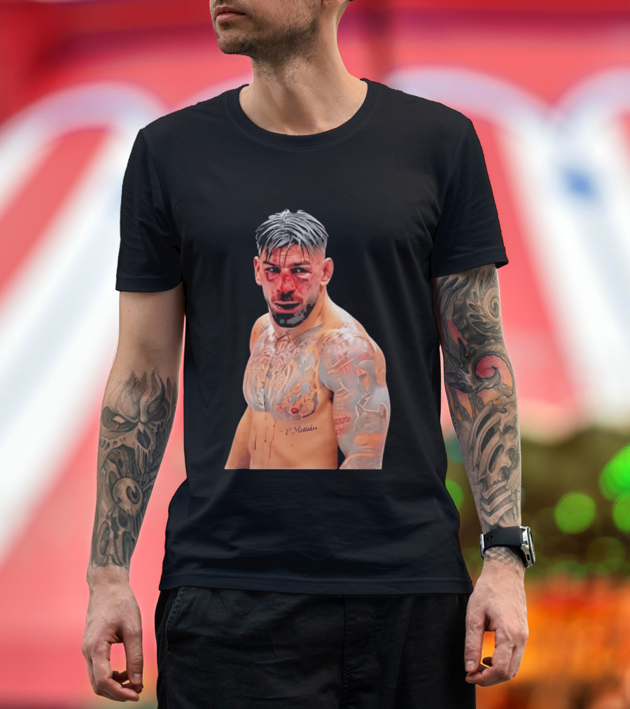 Ilia Topuria MMA Fighter Portrait Bleeding Face T-Shirt