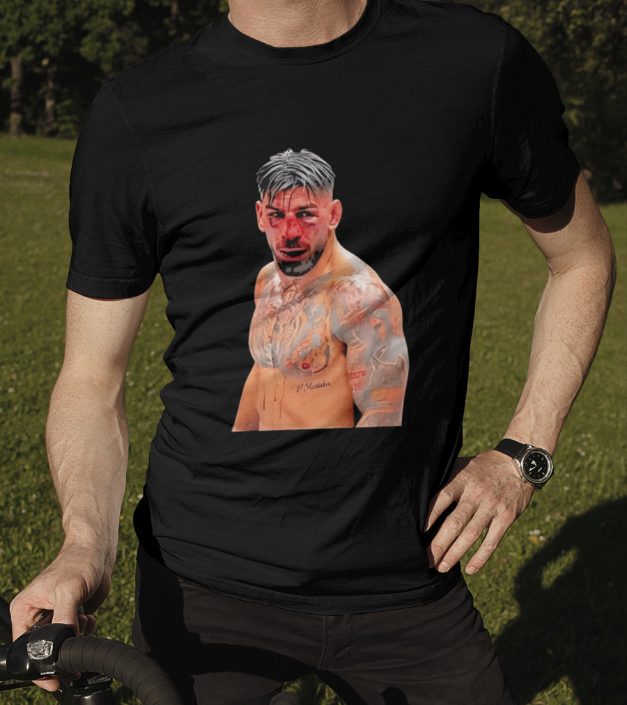 Ilia Topuria MMA Fighter Portrait Bleeding Face T-Shirt