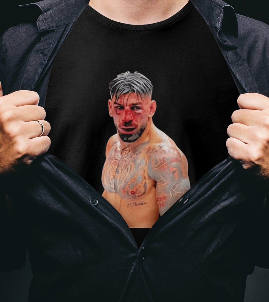 Ilia Topuria MMA Fighter Portrait Bleeding Face T-Shirt