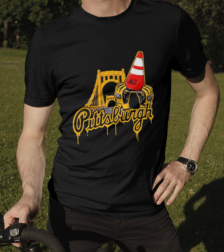 Pittsburgh 412 Construction Cone Bridge T-Shirt