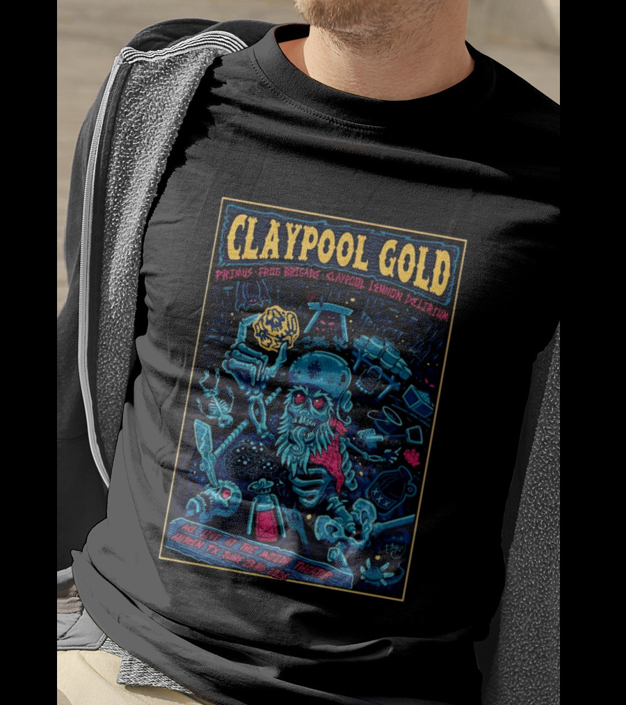 Claypool Gold Primus Frog Brigade Lennon Delirium Live Austin TX June 23 2026 T-Shirt
