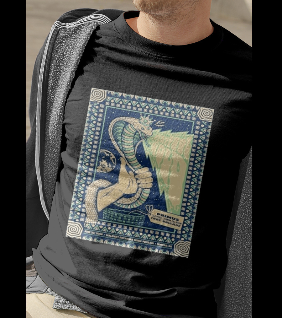 Primus Claypool Lennon Delirium Frog Brigade Tour June 22 2026 Walmart Arkansas Music Pavilion Rogers Cobra Hand T-Shirt