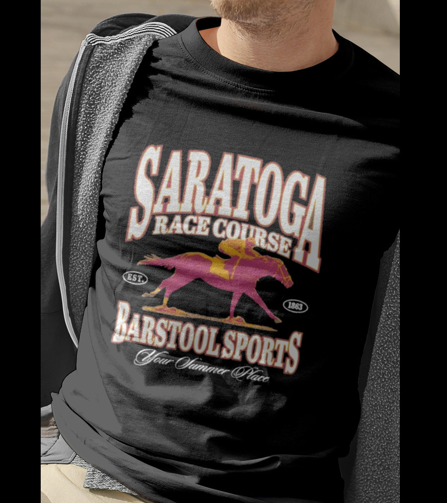 Saratoga Race Course Barstool Sports Your Summer Place Horse Racing T-Shirt
