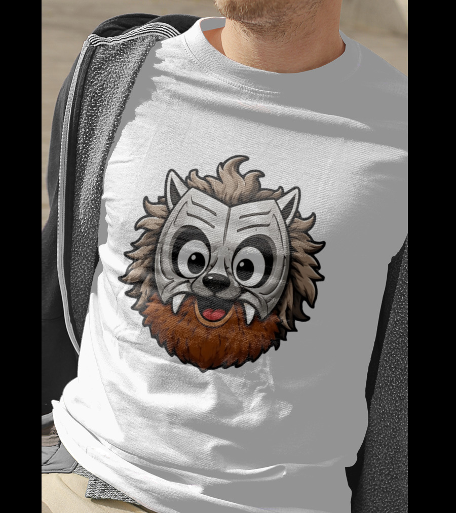Werewolf Mask Cartoon With Adorable Big Eyes And Fangs T-Shirt
