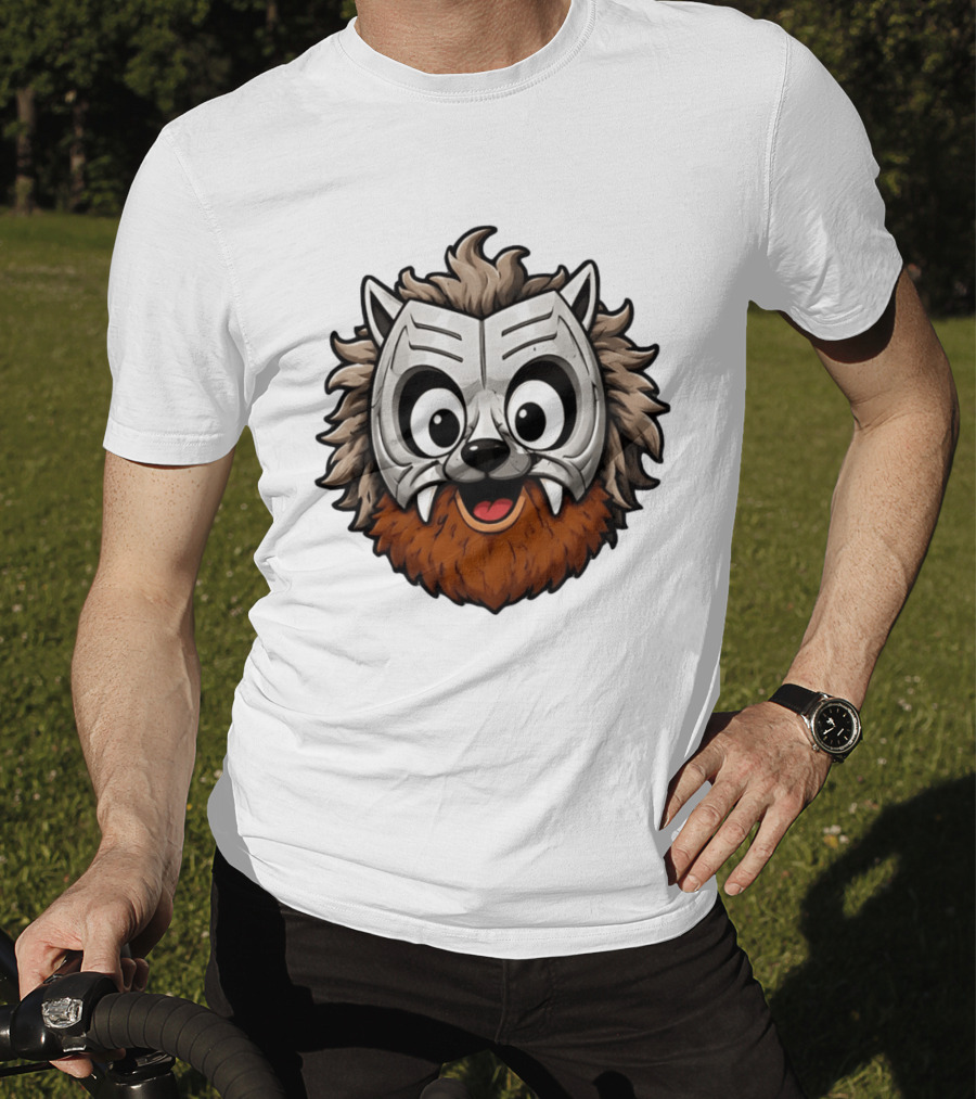 Werewolf Mask Cartoon With Adorable Big Eyes And Fangs T-Shirt