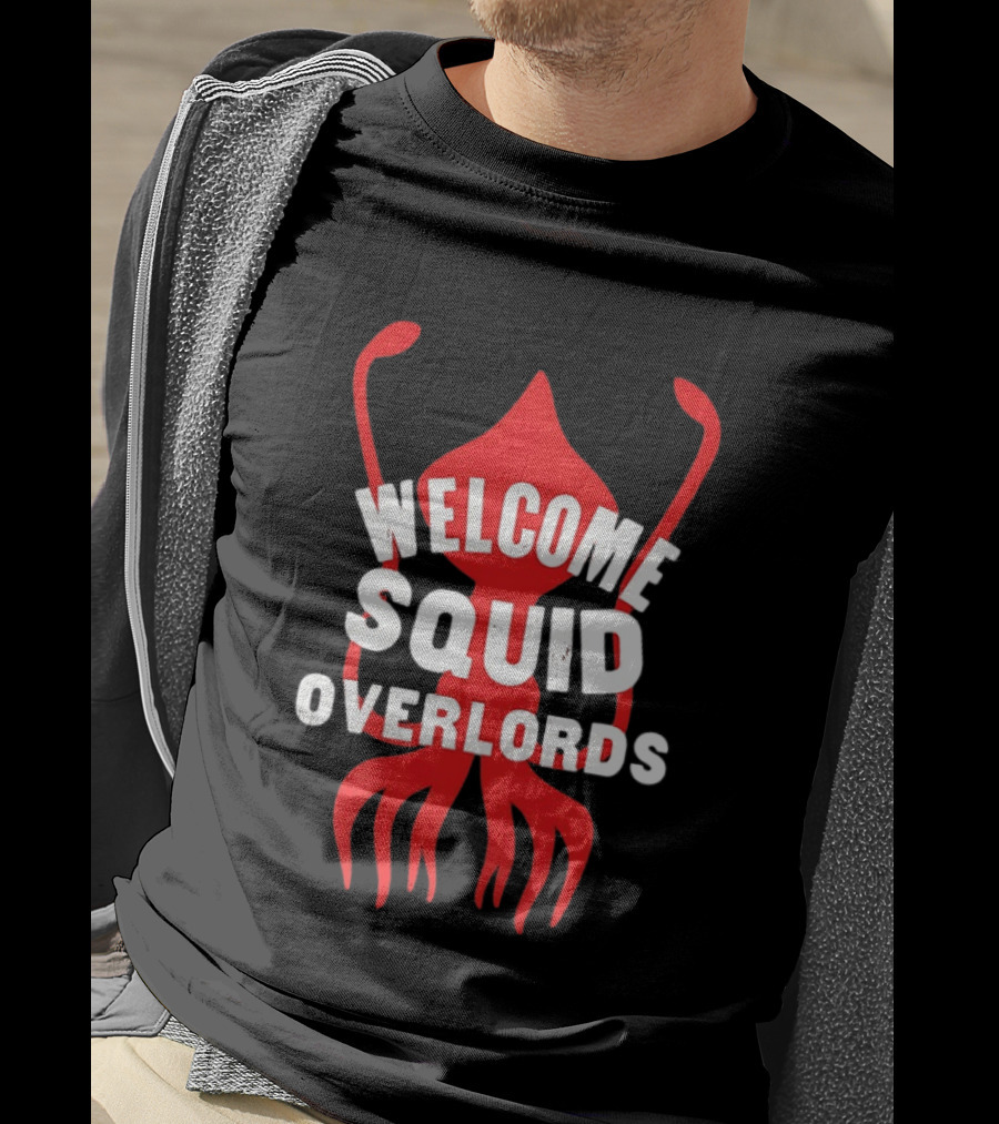 Welcome Squid Overlords Red Kraken Marine Life Ocean Biology T-Shirt