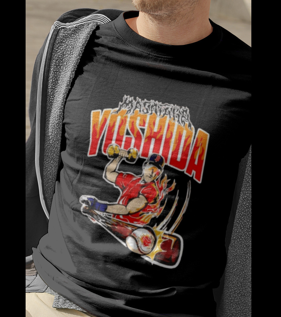 Masataka Yoshida Boston Red Sox MLB Flame Baseball T-Shirt