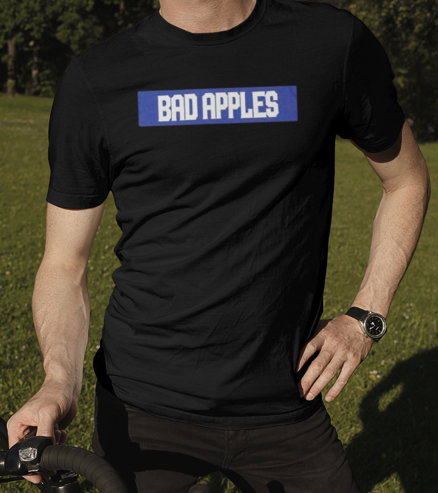 Bad Apples Bold Text White On Blue T-Shirt
