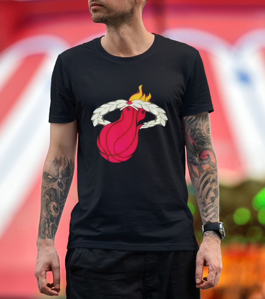 Miami Heat Flaming Basketball Wreath NBA T-Shirt