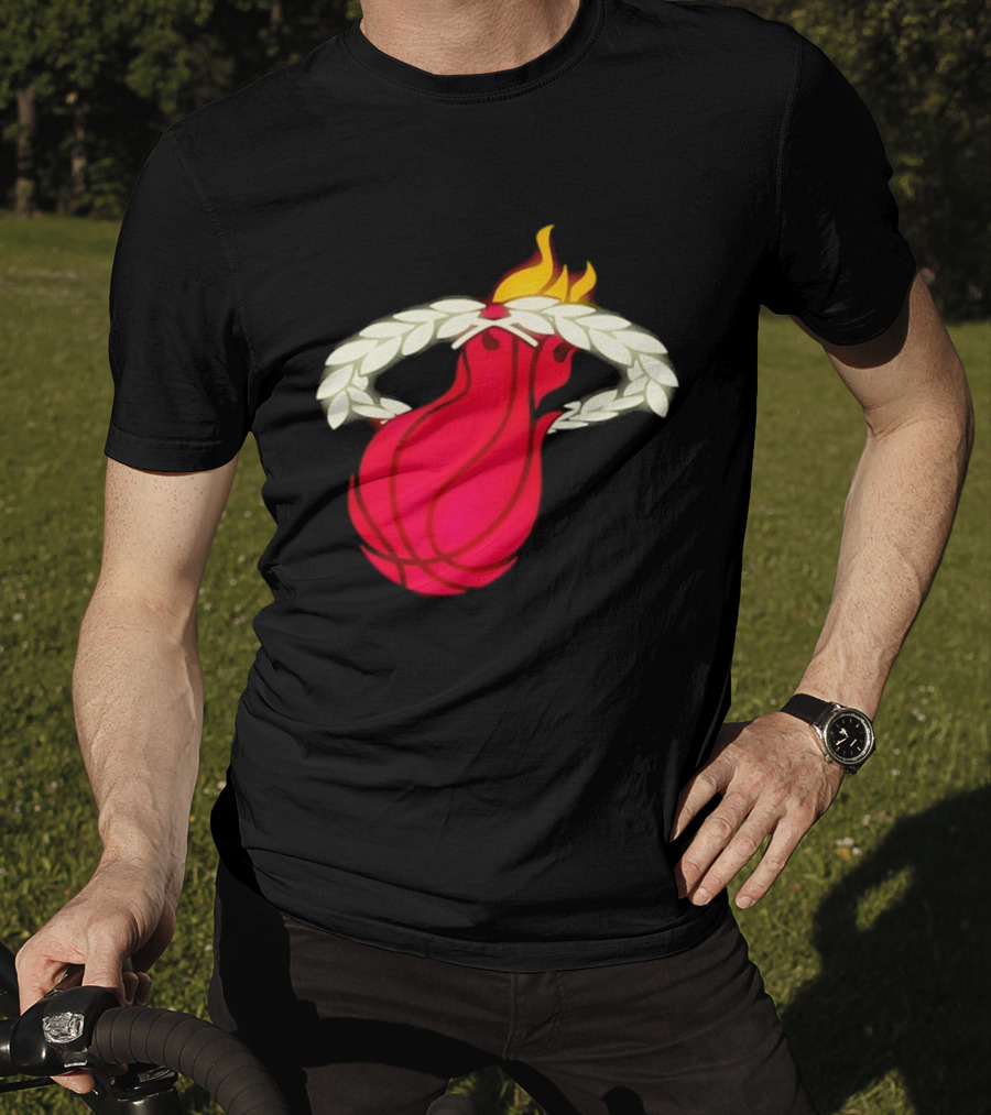 Miami Heat Flaming Basketball Wreath NBA T-Shirt