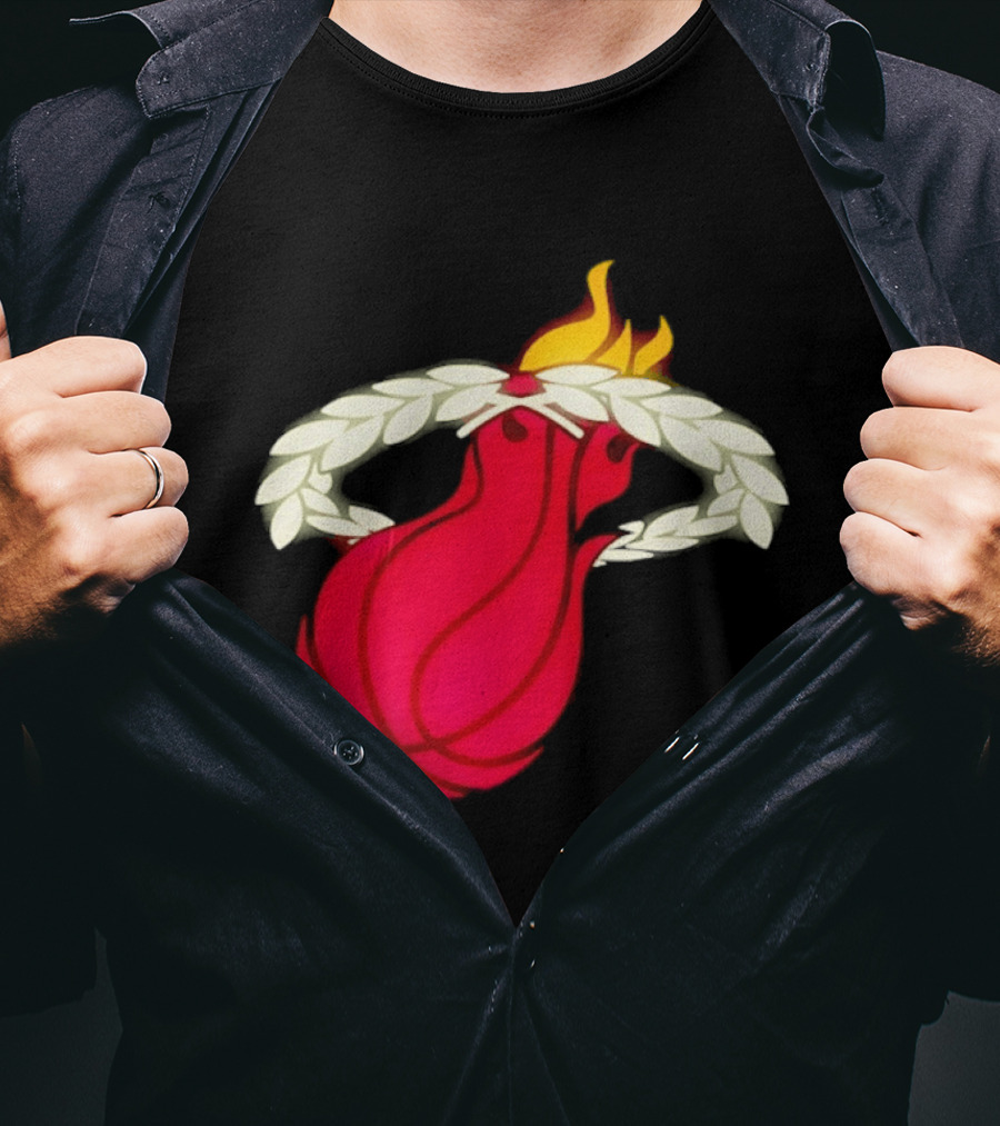 Miami Heat Flaming Basketball Wreath NBA T-Shirt