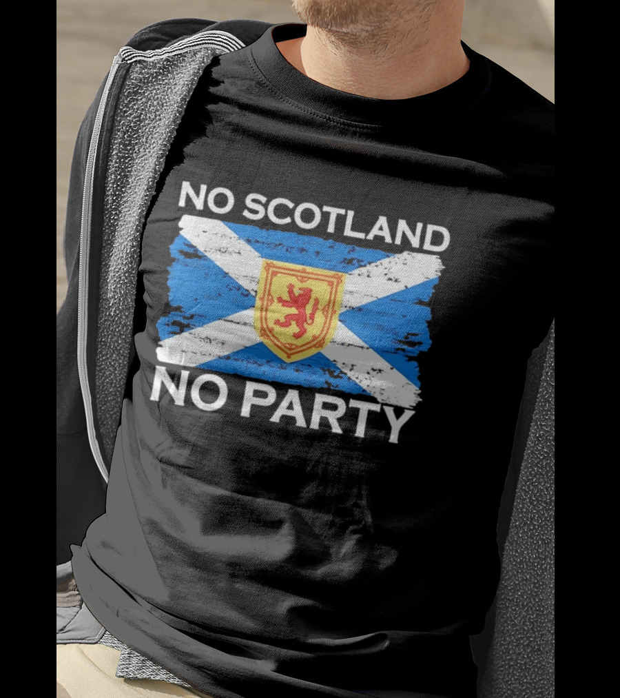 No Scotland No Party Flag With Scottish Lion Rampant T-Shirt