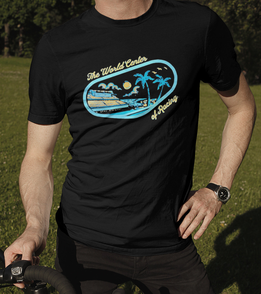 Daytona International Speedway The World Center Of Racing With Sunset And Palm Trees T-Shirt