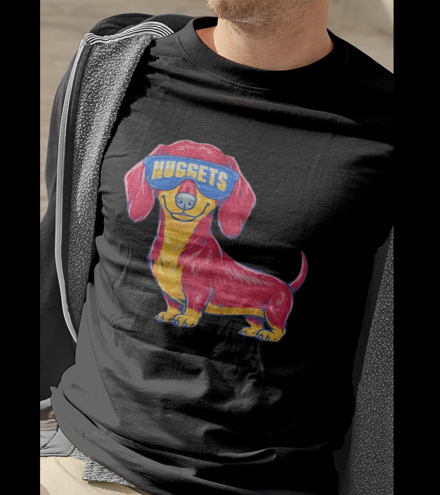 Denver Nuggets Dachshund Dog Wearing Oversized Glasses T-Shirt