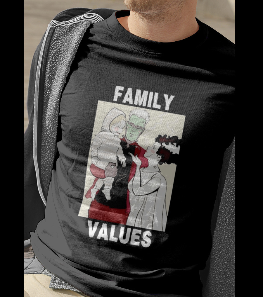 Frankenstein Bride Mummy Family Values Halloween T-Shirt