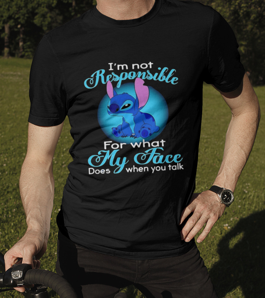 I'm Not Responsible For What My Face Does When You Talk Stitch Blue T-Shirt