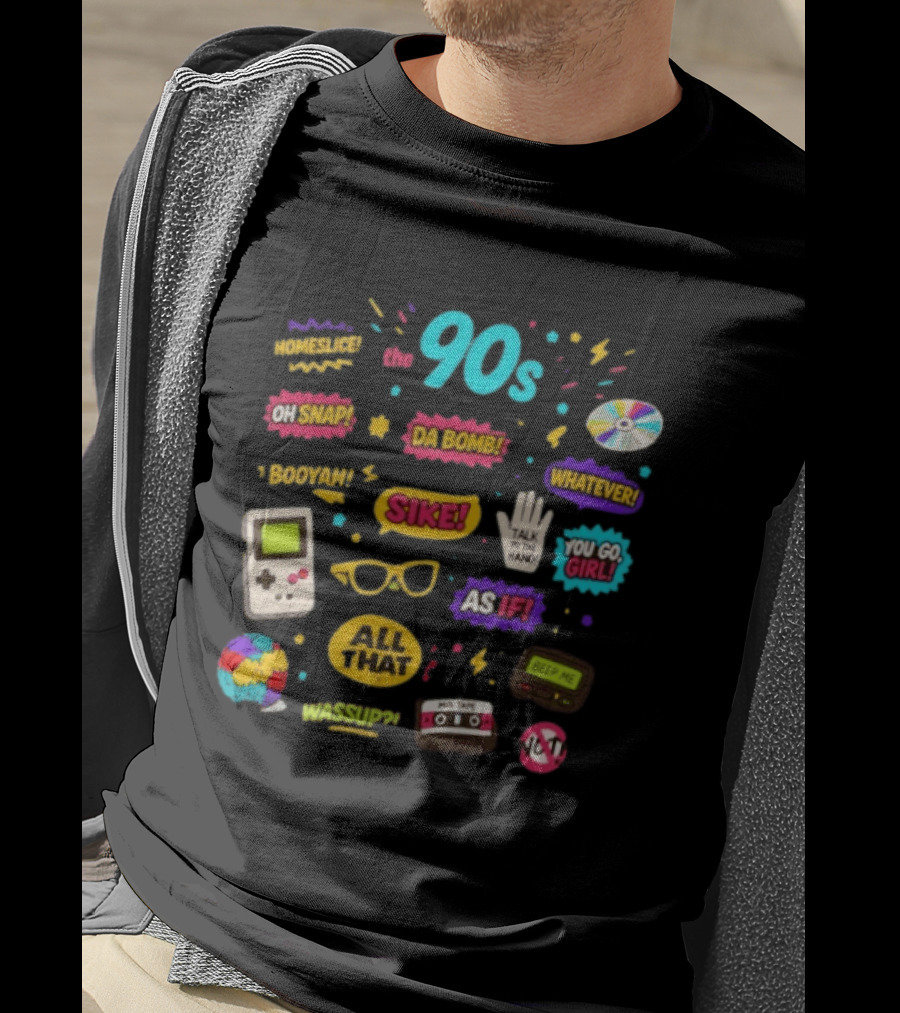 The 90s Nostalgia Oh Snap Homeskillet Da Bomb Booyah Sike Whatever You Go Girl As If All That Wazzup Talk To The Hand Retro Gaming Cassette CD Beeper T-Shirt