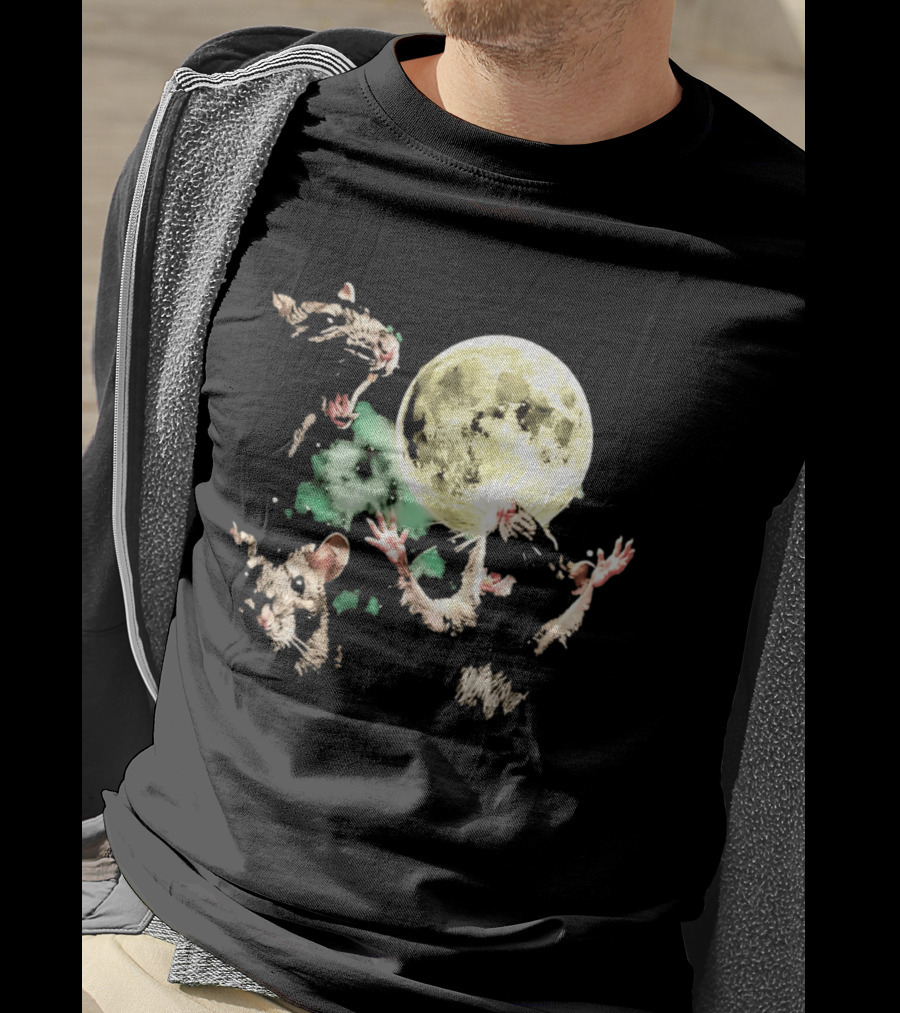 Three Rats Howling At The Full Moon Rodent T-Shirt