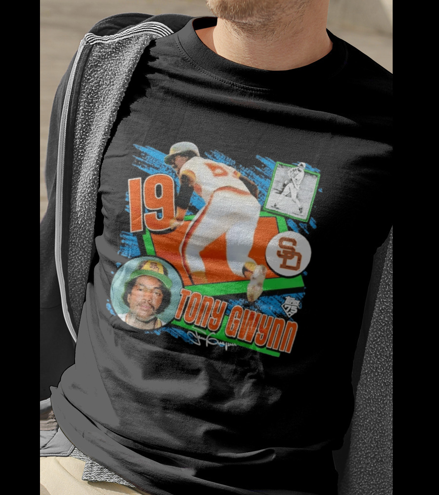 Tony Gwynn 19 San Diego Padres Topps 75th Anniversary Baseball Card T-Shirt