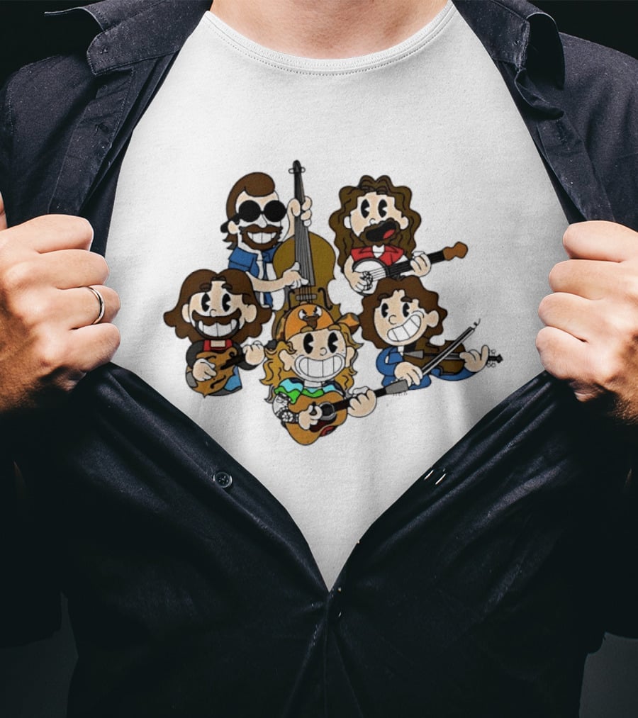 Peanuts Billy Strings Cartoon Band Characters Playing Instruments T-Shirt