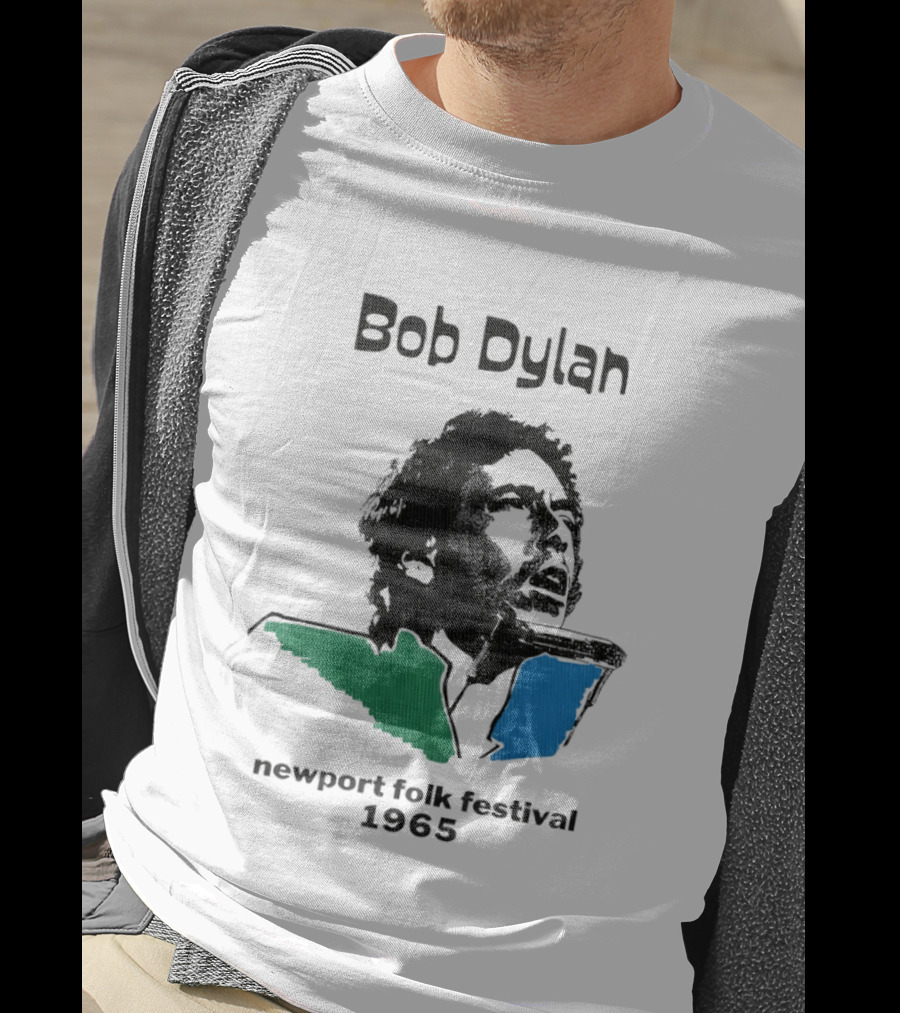 Bob Dylan Newport Folk Festival 1965 Iconic Black Green Blue T-Shirt