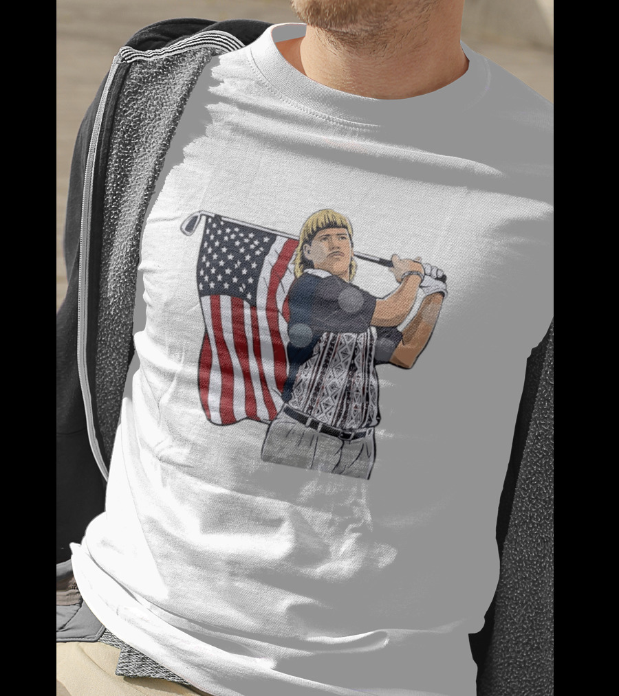 John Daly Holding Golf Stick American Flag 4th Of July Golfer T-Shirt