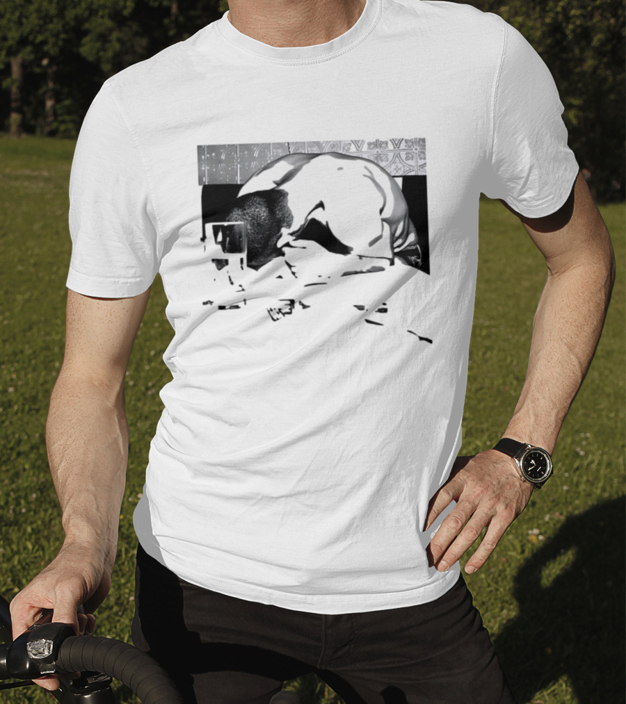 Rough Night Passed Out At Dinner Table Humor Black And White Image T-Shirt
